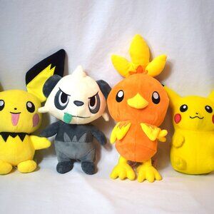 Pokemon Plush Lot of 4 Pancham Torchic Pikachu Pichu